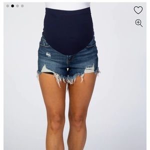 Pinkblush Dark Blue Distressed Jean Shorts